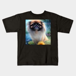 Cute Pekinese Art Kids T-Shirt